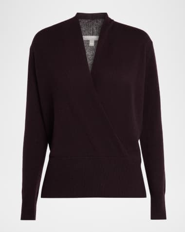Neiman Marcus Cashmere Collection Cashmere Faux Wrap Sweater