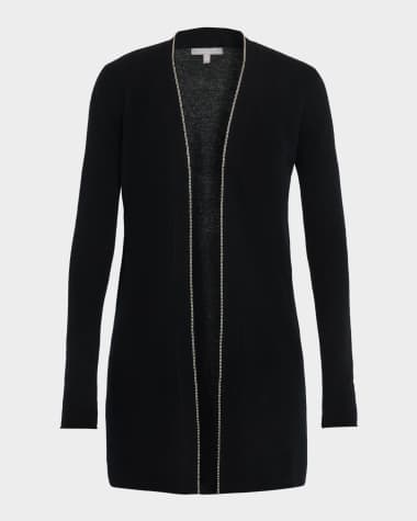 Neiman Marcus Cashmere Collection Cashmere Duster Cardigan with Chain Detail