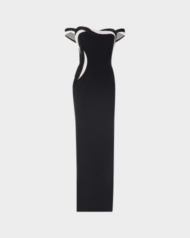 Gaurav Gupta Orbital Interplay Off-Shoulder Column Gown