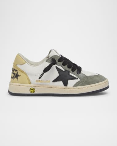 Golden Goose Boy's Ball Star Nappa Leather and Suede Low-Top Sneakers, Baby/Toddler