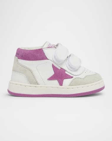 Golden Goose Girl's June Basket Mixed-Leather Grip-Strap Sneakers, Baby/Toddler