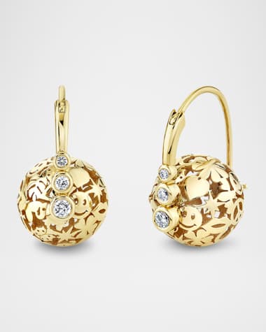 Sydney Evan 14K Graduated Bezel Bead Earrings with Icon Wallpaper, 12mm