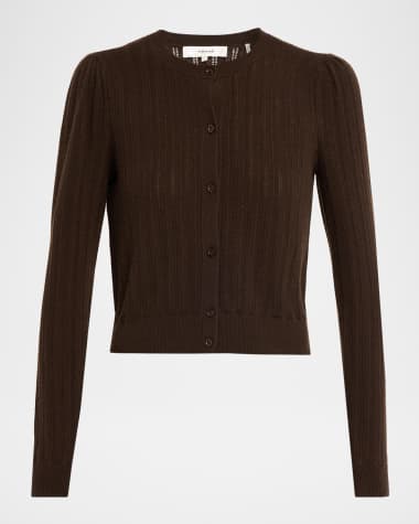 FRAME The Ladder Pointelle Cashmere Cardigan