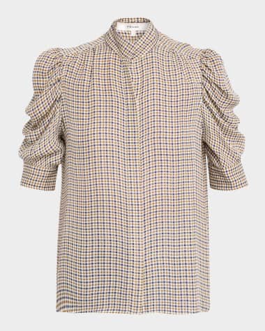 FRAME The Houndstooth Silk Blouse