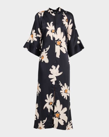 Rickie Freeman for Teri Jon Floral-Print Twill Midi Dress