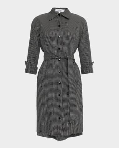 Rickie Freeman for Teri Jon Polka Dot Stretch Twill Midi Shirtdress