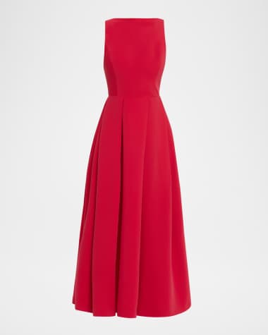 Emporio Armani Sleeveless Pleated Techno Cady Midi Dress