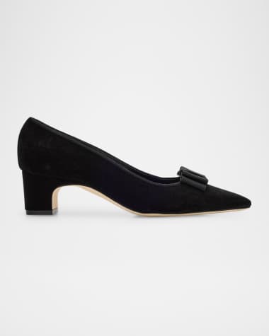 Manolo Blahnik Reador Velvet Bow Pumps