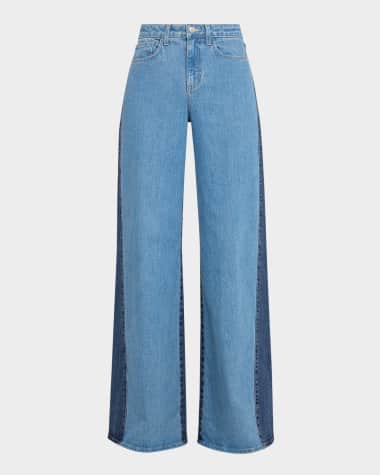 L'Agence Beau High-Rise Wide-Leg Contrast Jeans