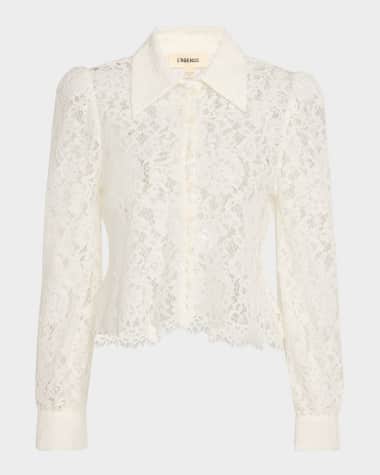 L'Agence Anita Floral Lace Button-Front Blouse