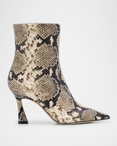 Stuart Weitzman Vinnie Snake-Printed Leather Booties