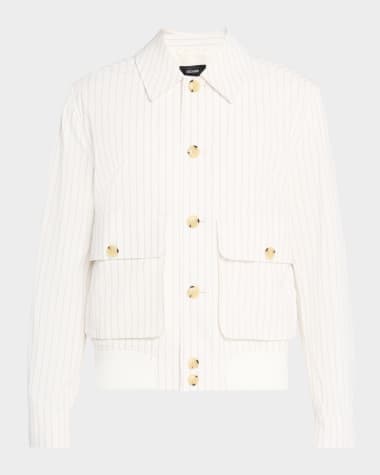 Reiss Men's Easton Cotton-Blend Pinstripe Harrington Jacket