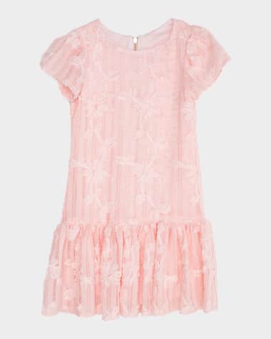 Zoe Girl's Amanda Floral Embroidered Drop-Waist Dress, Size 7-16