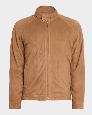 Peter Millar Men's Soho Stretch Suede Bomber Jacket