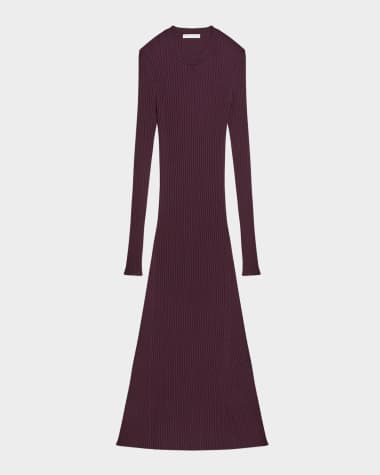 Helmut Lang Open-Back Ribbed Wool Dress