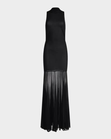 Altuzarra Alicka Turtleneck Sleeveless Sheer Maxi Dress