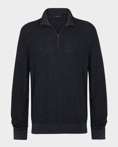 Vince Men's Geometric Jacquard Quarter-Zip Sweater