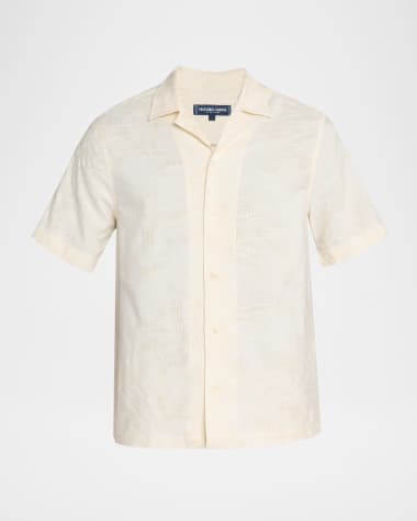 Frescobol Carioca Men's Franca Raffia Jacquard Camp Shirt