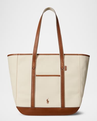 Polo Ralph Lauren Canvas and Leather Medium Tote Bag