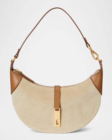 Polo Ralph Lauren Polo ID Small Suede and Leather Shoulder Bag