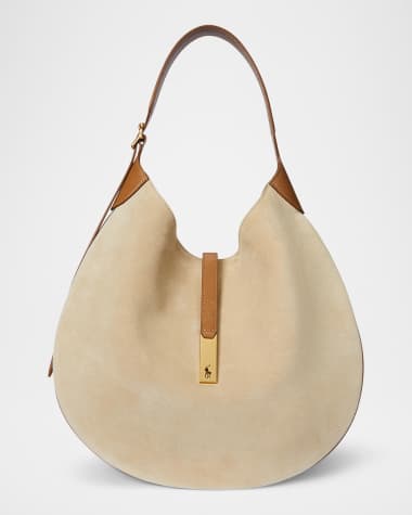 Polo Ralph Lauren Polo ID Medium Suede and Leather Shoulder Bag