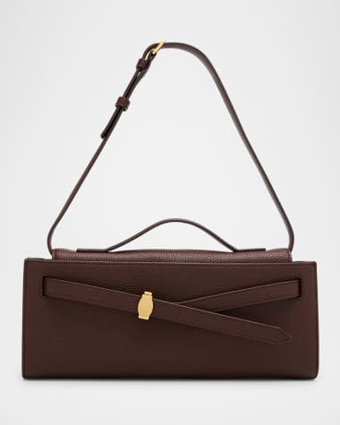 Veronica Beard Dash Belted Grain Leather Clutch Bag