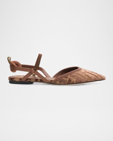 Fendi Tapestry Colibri Lite Slingback Flats