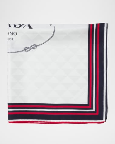 Prada Logo-Print Silk Twill Jacquard Scarf