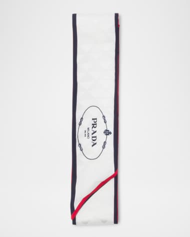 Prada Printed Silk Twill Jacquard Skinny Scarf