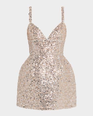 Bronx and Banco Tessa Deep V-Neck Sequin Mini Dress