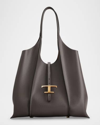Tod's T Pendant Leather Shopper Tote Bag
