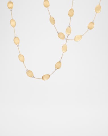 Marco Bicego 18K Gold Lunaria Long Necklace with Diamond Accents