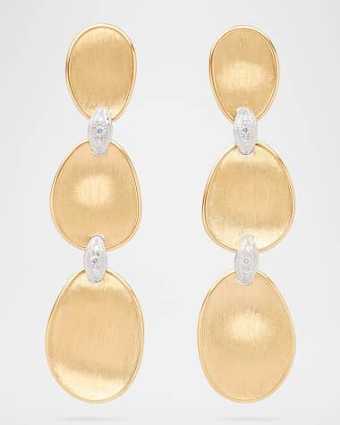 Marco Bicego 18K Gold Lunaria Three-Drop Earrings with Diamonds
