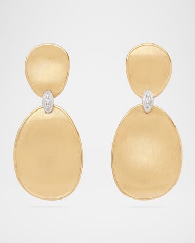 Marco Bicego 18K Gold Lunaria Two-Drop Earrings with Diamonds