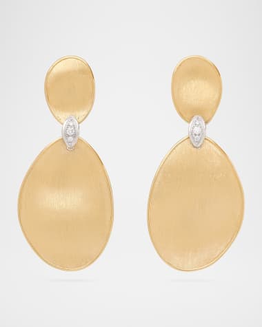 Marco Bicego 18K Gold Lunaria Large Two-Drop Earrings with Diamonds