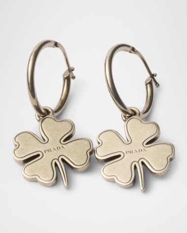 Prada Metal Hoop Earrings with Charms