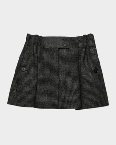 Prada Gingham Check Mouline Wool Mini Skirt