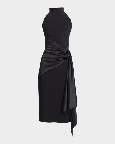 sachin and babi light blue dress Bardot Turtleneck open-back Midi Dress | Neutrals