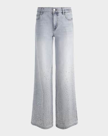 Alice + Olivia Amazing Embellished Wide-Leg Jeans