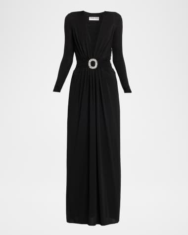 green emerald velvet dress Off-Shoulder Long Black Formal Dress with Long Sleeves Black / 18 main image 0