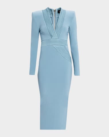 fitted lace wedding dress Stellaire Long Sleeve Mini Dress Blue main image 1