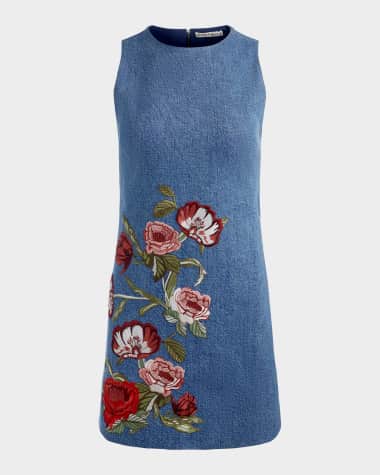 Alice + Olivia Cade Floral Embroidered Mini Dress