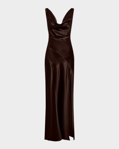 slim fit dress slacks Gold Ruffled Off-Shoulder Satin A-Line Horsehair Formal Host Gown main image 0