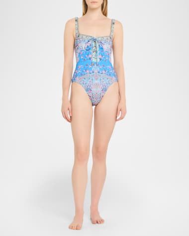 V-Neck Hardware One-Piece Swimsuit
