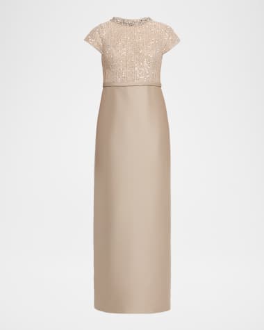 beige dress booties Modest Long Sleeve Lace Allover Mother of Bride Dress