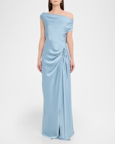 White Ounass Dresses One Shoulder Satin Gown Pink Stella Mccartney Dress  Benni Nico Off Shoulder Maxi