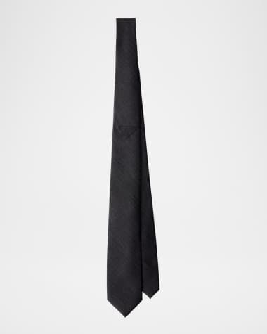 Prada Men's Triangle Logo Wool Tie
