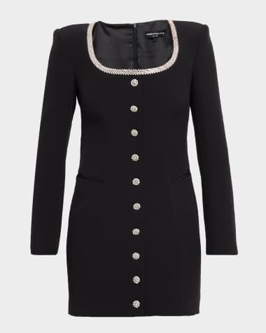 nude black dress Vintage St. John for Neiman Marcus Ruffle Shoulder Cocktail Dress – Recess main image 1