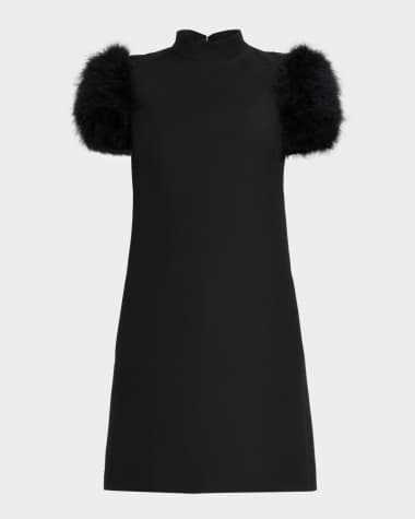black dress pants for tall women LAPOINTE Satin Dress With Feathers main image 0