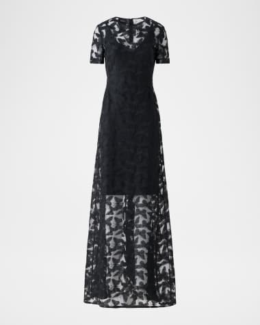 black onyx dresses Saloni Women's Fabienne Velvet Maxi Dress - Onyx Brushstroke